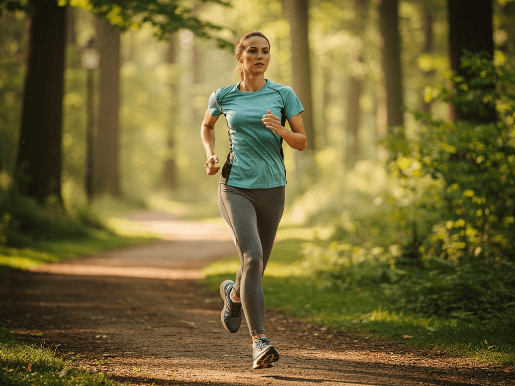 Hardloopster op een bospad